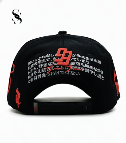 Gorra Ninety 9 de Nine World de Second Shot color negro con acabado rojos 