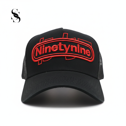Gorra Ninety 9 de Nine World de Second Shot color negro con acabado rojos 
