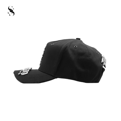 Sombrero de ala ancha Dandy Hats LA Metal de Second Shot en negro, con detalles metálicos y estilo elegante.