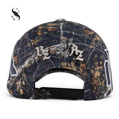 Camiseta AB’z CAMO de la marca Second Shot, con diseño de camuflaje en colores verdes y grises, vista frontal sobre fondo neutro.