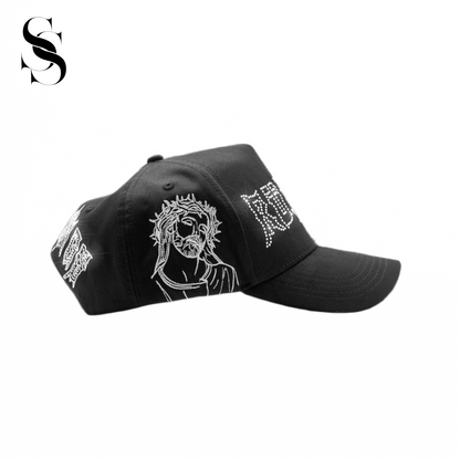 Gorra  "Rude Awakenings" de Second Shotor negro con letras blancas llamativas