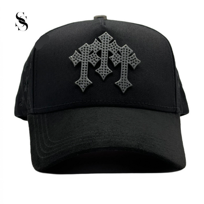 Sombrero para barba Barbas Hats Chrome Blackout de Second Shot, en color negro con acabado brillante y diseño elegante.