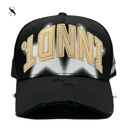 Sombrero Innedit Golden All Star de Second Shot, estilo clásico con detalles dorados, vista frontal y lateral sobre fondo neutro.