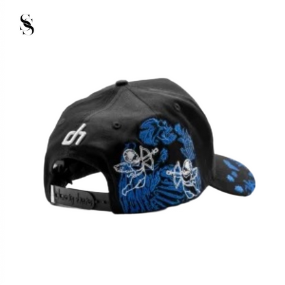 Sombrero azul Dandy Hats x Junior H Ángel de Second Shot, diseño de estilo casual con detalles únicos en la vista frontal.