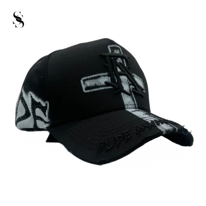 Gorra Rude Awakenings Calvary de la marca Second Shot, con diseño llamativo en color negro y blanco