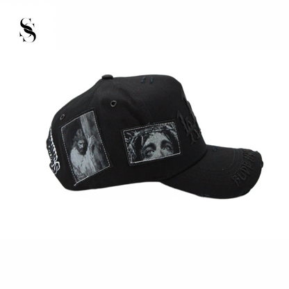 Gorra negra LALALA The Messiah de Second Shot, con detalles llamativos