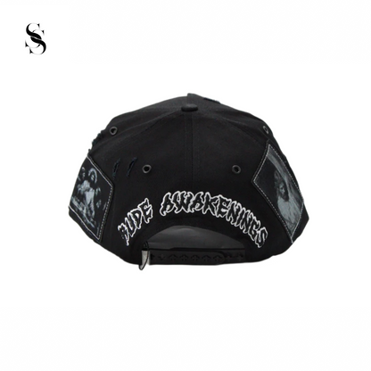 Gorra negra LALALA The Messiah de Second Shot, con detalles llamativos