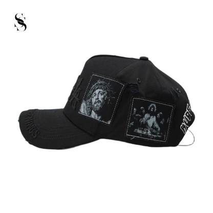 Gorra negra LALALA The Messiah de Second Shot, con detalles llamativos