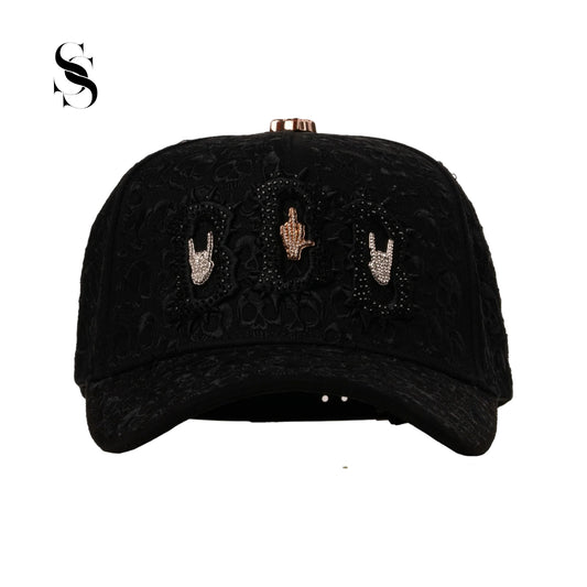 Gorra Barbas Hats modelo BBB Hand Skull con bordado detallado